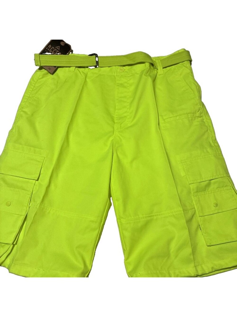 NWT A.Access Neon Lime Green Cargo Pants Size 42 With Belt Mens Utility Y2K Rave